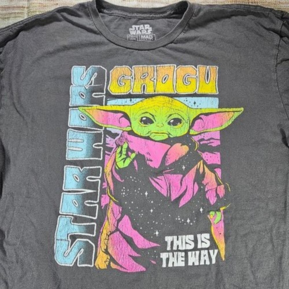 Star Wars Grogu T-Shirt Men's Gray XL The Mandalorian Baby Yoda Graphic Cotton